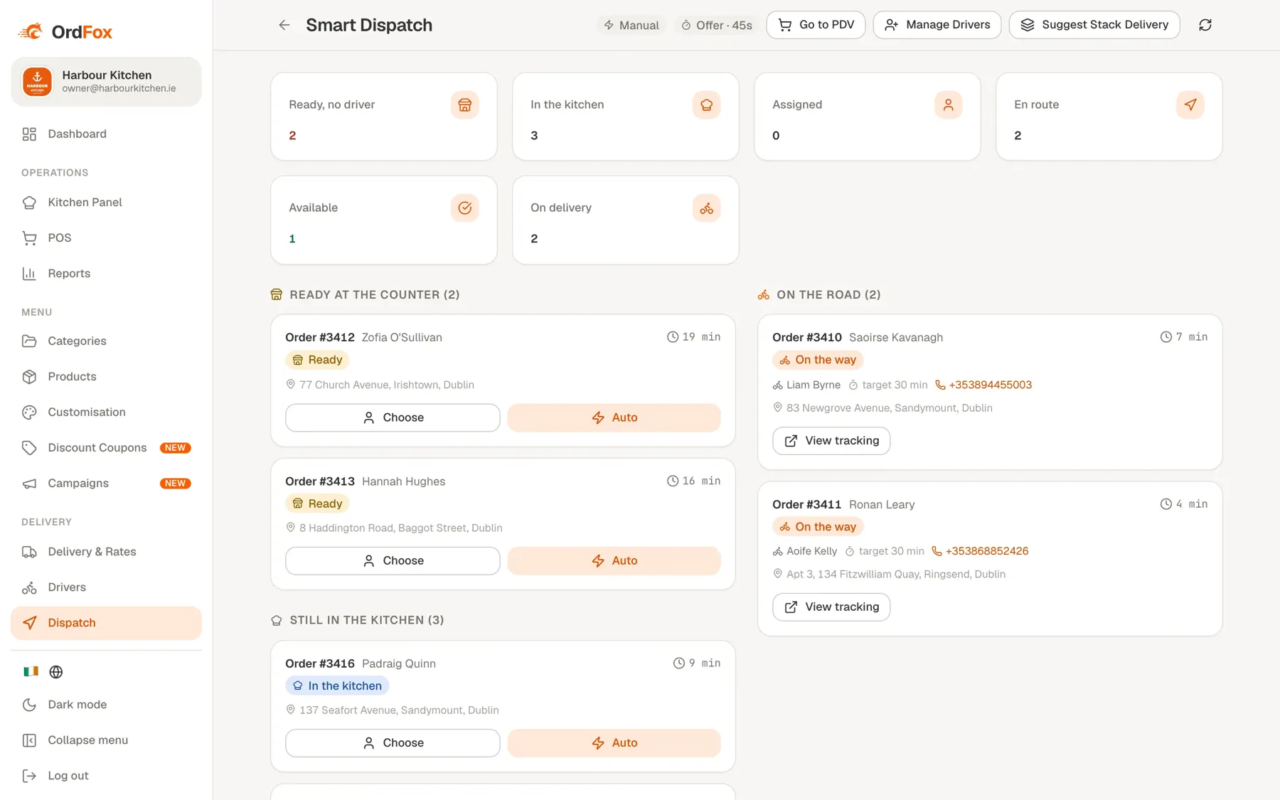 Dispatch board · in every OrdFox plan